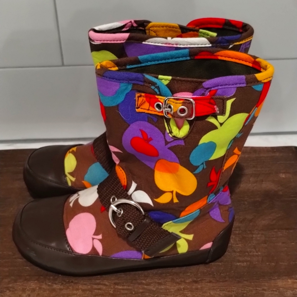 Mac Collection Canvas Midcalf Boots 🍏🍎🟠 Size 11